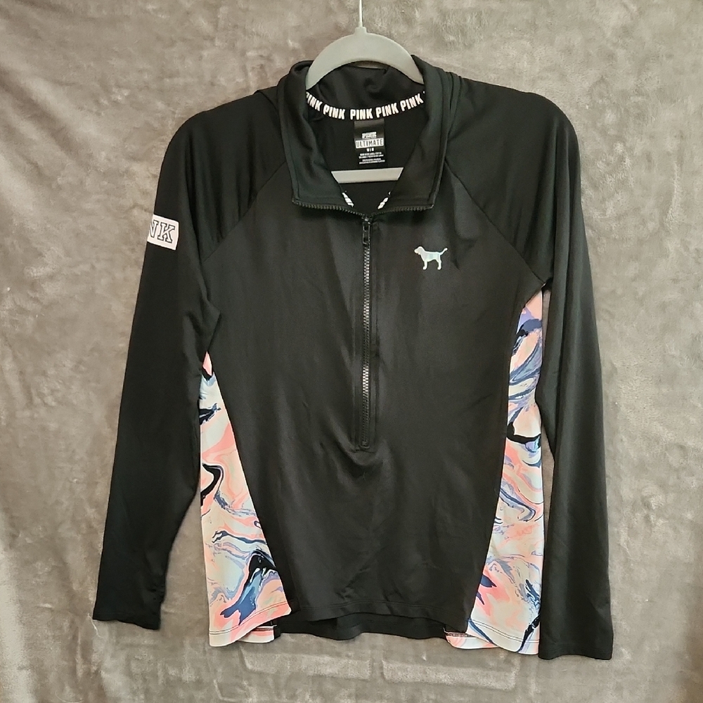 Black and Pink Quarter-Zip Pullover